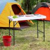 Outsunny Folding Fish Cleaning Table with Sink, Portable Camping Table with Faucet Drainage Hose, Grid Rack and Fish Cleaning Kit for Picnic, Fishing