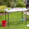 Outsunny Folding Fish Cleaning Table with Sink, Portable Camping Table with Faucet Drainage Hose, Grid Rack and Fish Cleaning Kit for Picnic, Fishing