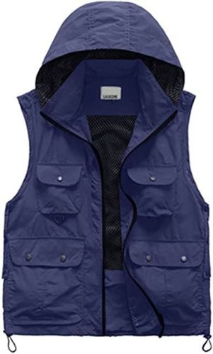 Men's Casual Outdoor Work Safari Fishing Travel Photo Cargo Vests Jacket Multi Pockets Utility Summer Vests